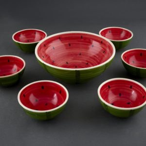 Juego de cuencos de cerámica con forma de sandía (7 piezas)