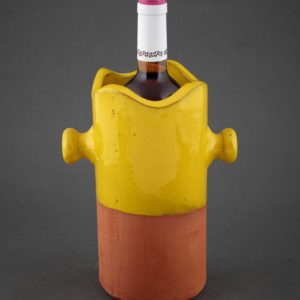 Botellero enfriador de barro y ceramica amarillo-54090